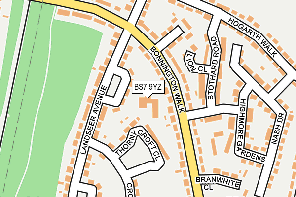 BS7 9YZ map - OS OpenMap – Local (Ordnance Survey) BS7 9YZ map - OS OpenMap – Local (Ordnance Survey)