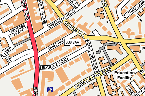 BS8 2AA map - OS OpenMap – Local (Ordnance Survey) BS8 2AA map - OS OpenMap – Local (Ordnance Survey)