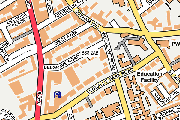 BS8 2AB map - OS OpenMap – Local (Ordnance Survey)