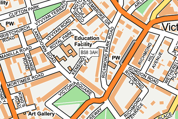 BS8 3AH map - OS OpenMap – Local (Ordnance Survey)