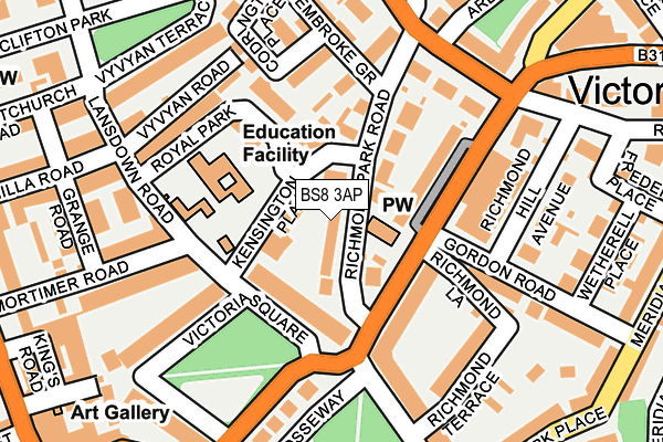BS8 3AP map - OS OpenMap – Local (Ordnance Survey)