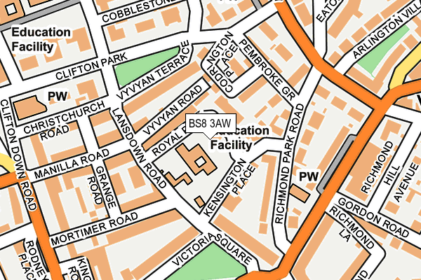 BS8 3AW map - OS OpenMap – Local (Ordnance Survey) BS8 3AW map - OS OpenMap – Local (Ordnance Survey)