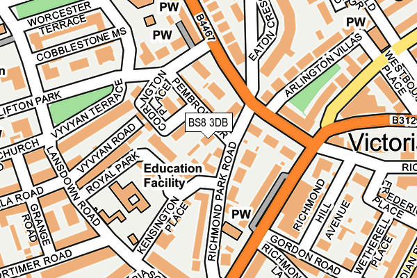 BS8 3DB map - OS OpenMap – Local (Ordnance Survey)