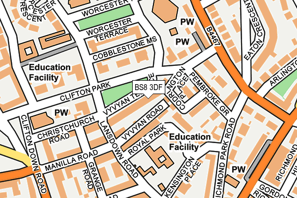 BS8 3DF map - OS OpenMap – Local (Ordnance Survey) BS8 3DF map - OS OpenMap – Local (Ordnance Survey)