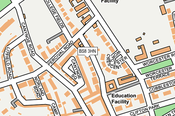 BS8 3HN map - OS OpenMap – Local (Ordnance Survey) BS8 3HN map - OS OpenMap – Local (Ordnance Survey)