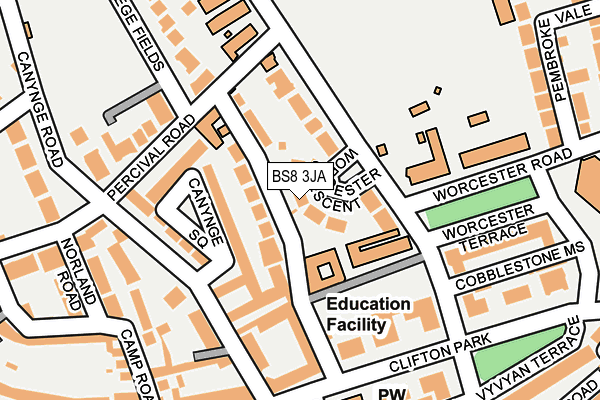 BS8 3JA map - OS OpenMap – Local (Ordnance Survey) BS8 3JA map - OS OpenMap – Local (Ordnance Survey)