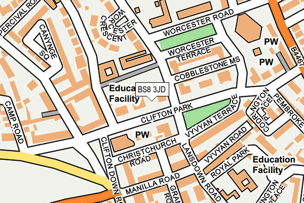 BS8 3JD map - OS OpenMap – Local (Ordnance Survey) BS8 3JD map - OS OpenMap – Local (Ordnance Survey)