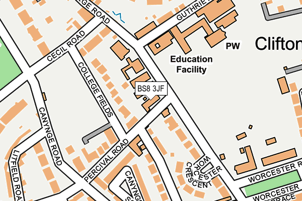 BS8 3JF map - OS OpenMap – Local (Ordnance Survey) BS8 3JF map - OS OpenMap – Local (Ordnance Survey)