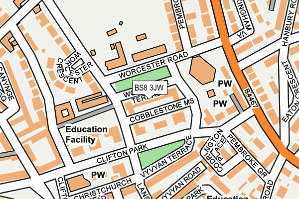 BS8 3JW map - OS OpenMap – Local (Ordnance Survey) BS8 3JW map - OS OpenMap – Local (Ordnance Survey)
