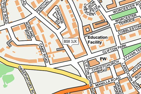 BS8 3JX map - OS OpenMap – Local (Ordnance Survey) BS8 3JX map - OS OpenMap – Local (Ordnance Survey)
