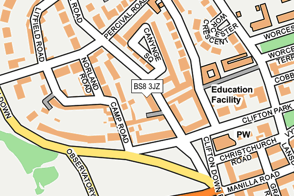 BS8 3JZ map - OS OpenMap – Local (Ordnance Survey) BS8 3JZ map - OS OpenMap – Local (Ordnance Survey)