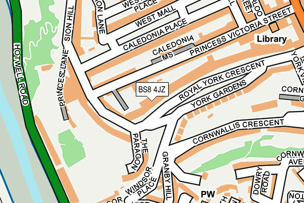BS8 4JZ map - OS OpenMap – Local (Ordnance Survey)
