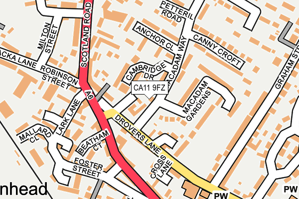 CA11 9FZ map - OS OpenMap – Local (Ordnance Survey) CA11 9FZ map - OS OpenMap – Local (Ordnance Survey)
