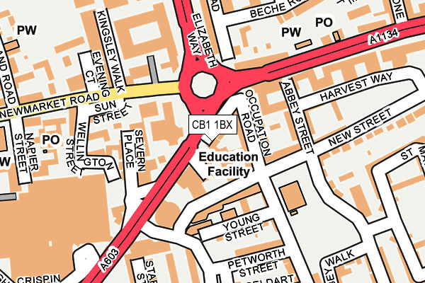 CB1 1BX map - OS OpenMap – Local (Ordnance Survey) CB1 1BX map - OS OpenMap – Local (Ordnance Survey)