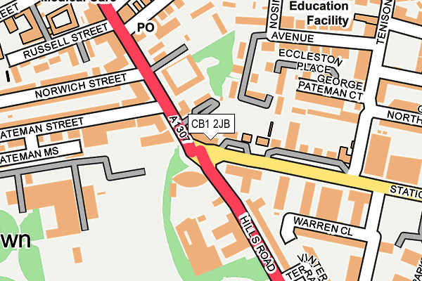 CB1 2JB map - OS OpenMap – Local (Ordnance Survey) CB1 2JB map - OS OpenMap – Local (Ordnance Survey)