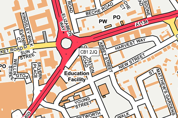 CB1 2JQ map - OS OpenMap – Local (Ordnance Survey) CB1 2JQ map - OS OpenMap – Local (Ordnance Survey)