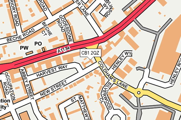 CB1 2QZ map - OS OpenMap – Local (Ordnance Survey) CB1 2QZ map - OS OpenMap – Local (Ordnance Survey)