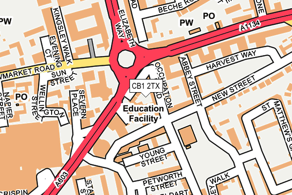 CB1 2TX map - OS OpenMap – Local (Ordnance Survey) CB1 2TX map - OS OpenMap – Local (Ordnance Survey)