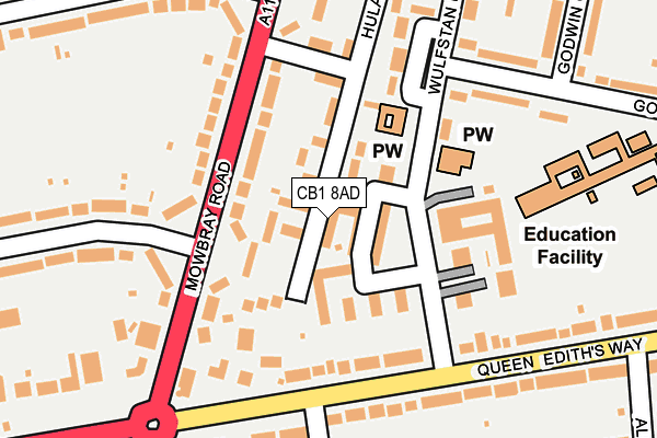 CB1 8AD map - OS OpenMap – Local (Ordnance Survey) CB1 8AD map - OS OpenMap – Local (Ordnance Survey)