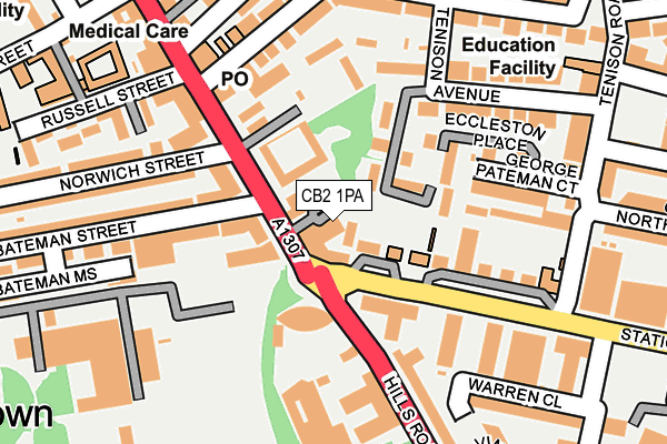 CB2 1PA map - OS OpenMap – Local (Ordnance Survey) CB2 1PA map - OS OpenMap – Local (Ordnance Survey)
