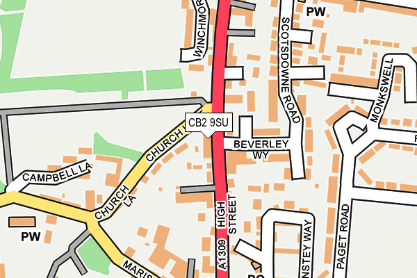 CB2 9SU map - OS OpenMap – Local (Ordnance Survey) CB2 9SU map - OS OpenMap – Local (Ordnance Survey)