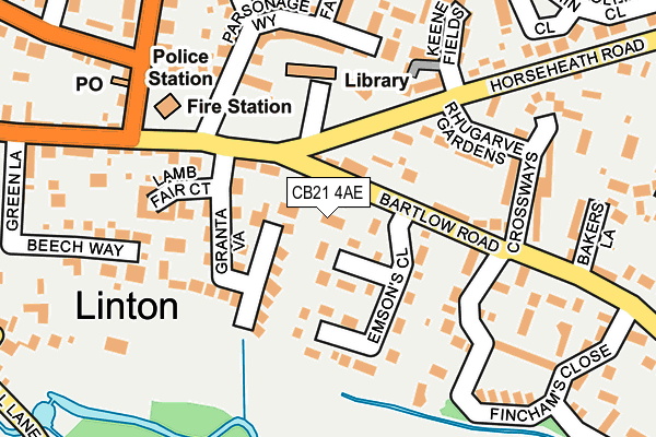 CB21 4AE map - OS OpenMap – Local (Ordnance Survey) CB21 4AE map - OS OpenMap – Local (Ordnance Survey)