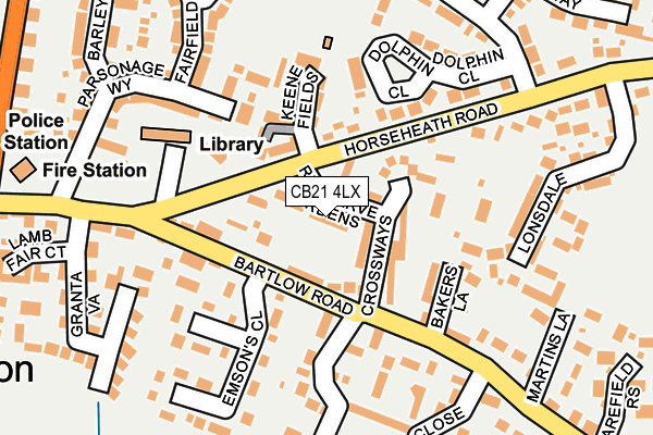 CB21 4LX map - OS OpenMap – Local (Ordnance Survey) CB21 4LX map - OS OpenMap – Local (Ordnance Survey)