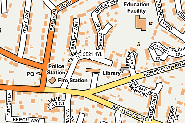 CB21 4YL map - OS OpenMap – Local (Ordnance Survey) CB21 4YL map - OS OpenMap – Local (Ordnance Survey)