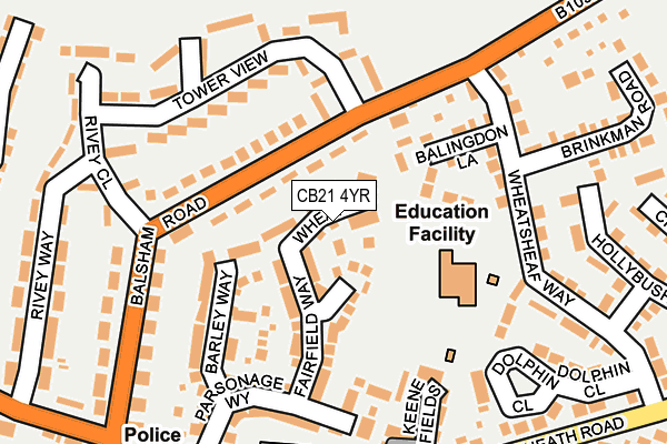CB21 4YR map - OS OpenMap – Local (Ordnance Survey) CB21 4YR map - OS OpenMap – Local (Ordnance Survey)