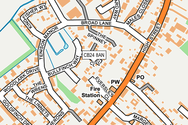 CB24 8AN map - OS OpenMap – Local (Ordnance Survey) CB24 8AN map - OS OpenMap – Local (Ordnance Survey)