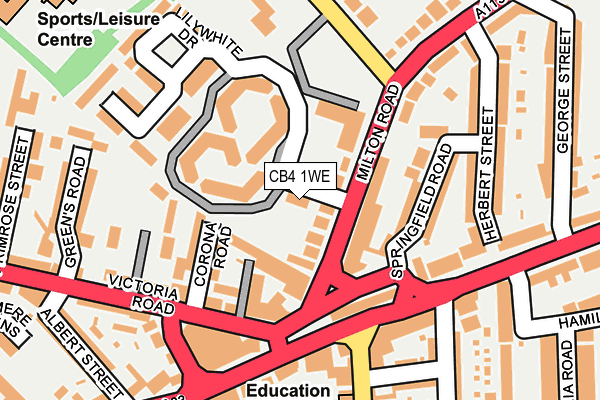 CB4 1WE map - OS OpenMap – Local (Ordnance Survey) CB4 1WE map - OS OpenMap – Local (Ordnance Survey)