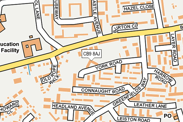 CB9 8AJ map - OS OpenMap – Local (Ordnance Survey) CB9 8AJ map - OS OpenMap – Local (Ordnance Survey)