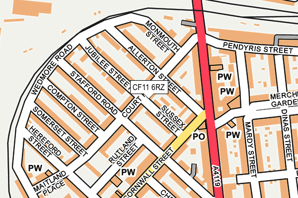 CF11 6RZ map - OS OpenMap – Local (Ordnance Survey) CF11 6RZ map - OS OpenMap – Local (Ordnance Survey)