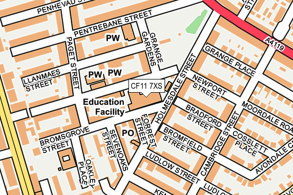 CF11 7XS map - OS OpenMap – Local (Ordnance Survey) CF11 7XS map - OS OpenMap – Local (Ordnance Survey)