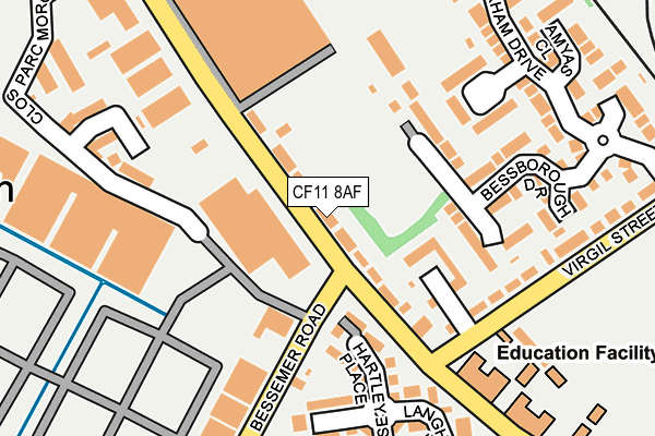 CF11 8AF map - OS OpenMap – Local (Ordnance Survey) CF11 8AF map - OS OpenMap – Local (Ordnance Survey)