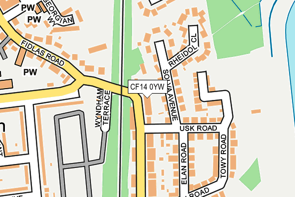 CF14 0YW map - OS OpenMap – Local (Ordnance Survey) CF14 0YW map - OS OpenMap – Local (Ordnance Survey)