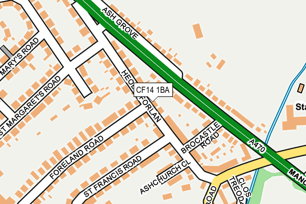 CF14 1BA map - OS OpenMap – Local (Ordnance Survey) CF14 1BA map - OS OpenMap – Local (Ordnance Survey)