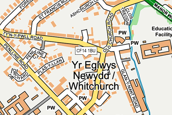 CF14 1BU map - OS OpenMap – Local (Ordnance Survey) CF14 1BU map - OS OpenMap – Local (Ordnance Survey)