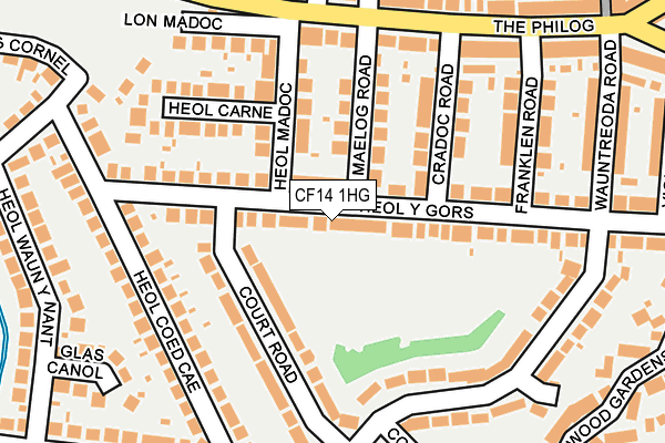 CF14 1HG map - OS OpenMap – Local (Ordnance Survey) CF14 1HG map - OS OpenMap – Local (Ordnance Survey)