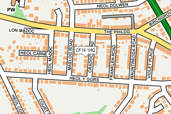 CF14 1HQ map - OS OpenMap – Local (Ordnance Survey) CF14 1HQ map - OS OpenMap – Local (Ordnance Survey)