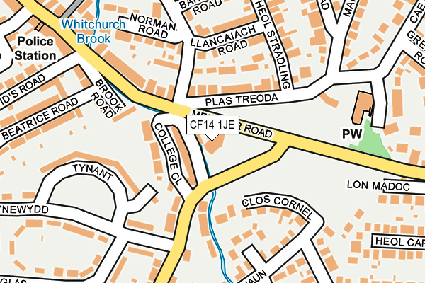 CF14 1JE map - OS OpenMap – Local (Ordnance Survey) CF14 1JE map - OS OpenMap – Local (Ordnance Survey)
