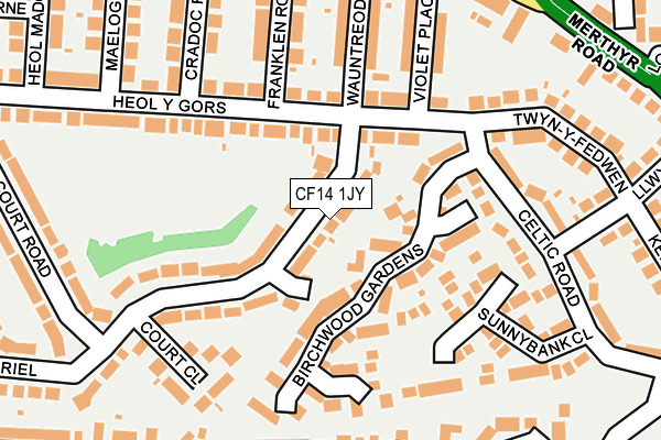 CF14 1JY map - OS OpenMap – Local (Ordnance Survey) CF14 1JY map - OS OpenMap – Local (Ordnance Survey)