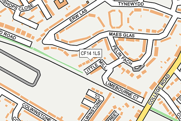 CF14 1LS map - OS OpenMap – Local (Ordnance Survey) CF14 1LS map - OS OpenMap – Local (Ordnance Survey)
