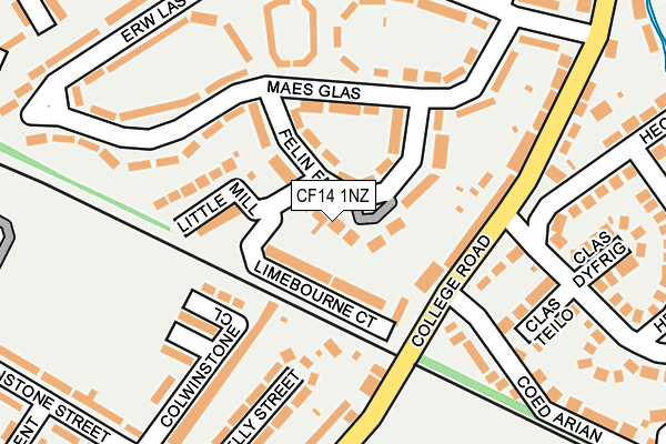 CF14 1NZ map - OS OpenMap – Local (Ordnance Survey) CF14 1NZ map - OS OpenMap – Local (Ordnance Survey)