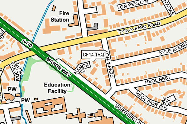 CF14 1RQ map - OS OpenMap – Local (Ordnance Survey) CF14 1RQ map - OS OpenMap – Local (Ordnance Survey)