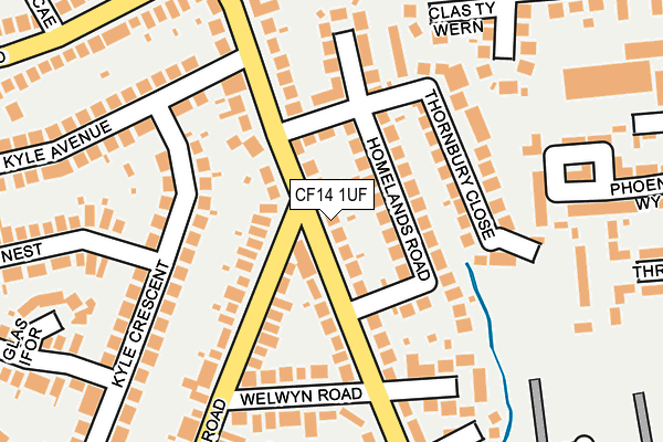 CF14 1UF map - OS OpenMap – Local (Ordnance Survey) CF14 1UF map - OS OpenMap – Local (Ordnance Survey)