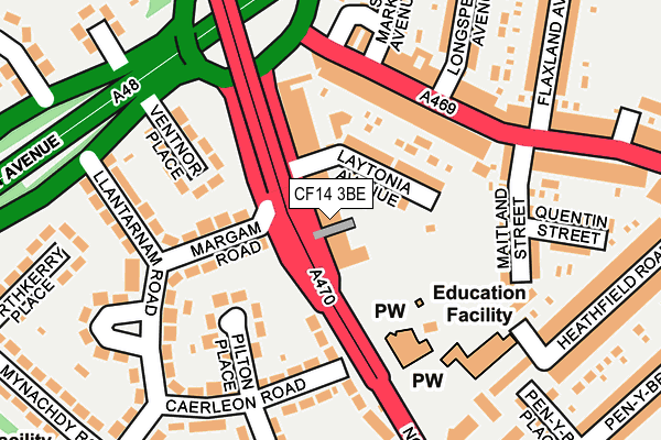 CF14 3BE map - OS OpenMap – Local (Ordnance Survey) CF14 3BE map - OS OpenMap – Local (Ordnance Survey)
