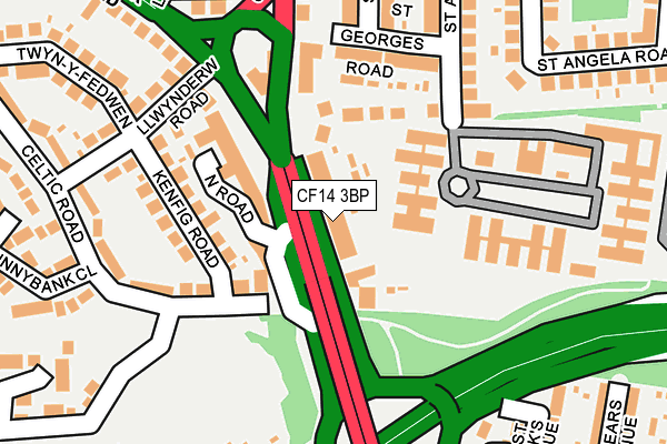 CF14 3BP map - OS OpenMap – Local (Ordnance Survey) CF14 3BP map - OS OpenMap – Local (Ordnance Survey)