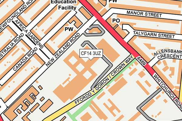 CF14 3UZ map - OS OpenMap – Local (Ordnance Survey) CF14 3UZ map - OS OpenMap – Local (Ordnance Survey)