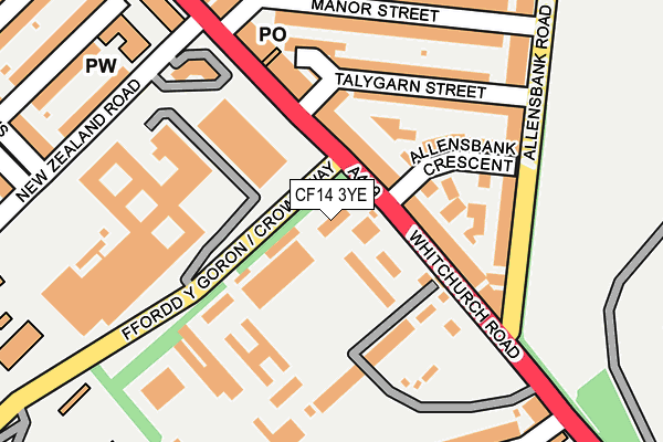 CF14 3YE map - OS OpenMap – Local (Ordnance Survey) CF14 3YE map - OS OpenMap – Local (Ordnance Survey)